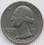 25 центов 1/4 доллара США Quarter Dollar 1967