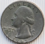 25 центов 1/4 доллара США Quarter Dollar 1965